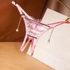 2Pcs Women Erotic Low Waist Lace Faux Pearl Pendants Decor Open G-string Thong