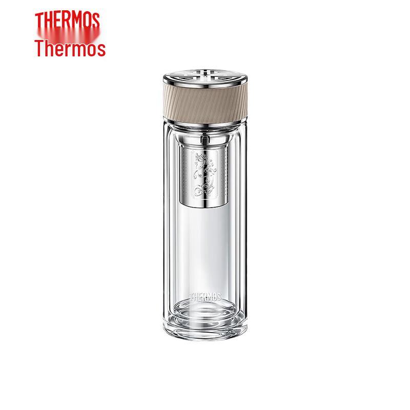 Thermos 400ml Double-Layer Glass Tea Cup with Infuser