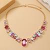 French Vintage Waterdrop Crystal Choker Necklace for Women Elegant Rhinestone Statement Collar Chain