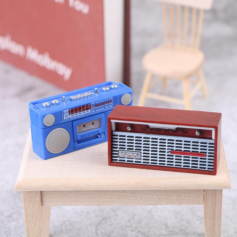 Dukkehus Mini Ornamenter Mini Nostalgisk Radioopptaker Modell Leker Dekorasjoner