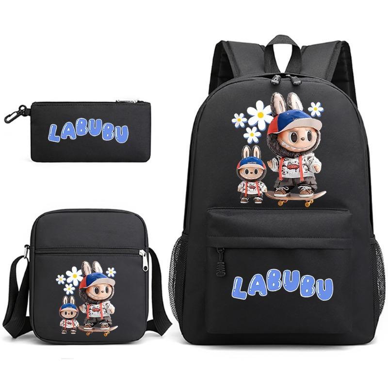 School Bag Peripheral Printing Student Trend Backpack Shoulder Pencil Bag 3-piece Set