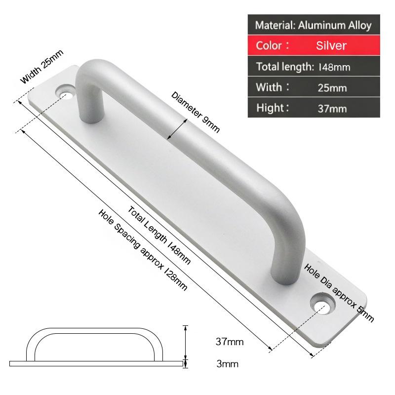Black/Silver/Gold Barn Door Handles,Sliding Door Handle,Cabinet Handle,Door Pull Handle,Aluminum Alloy Door Push Pull with Plate