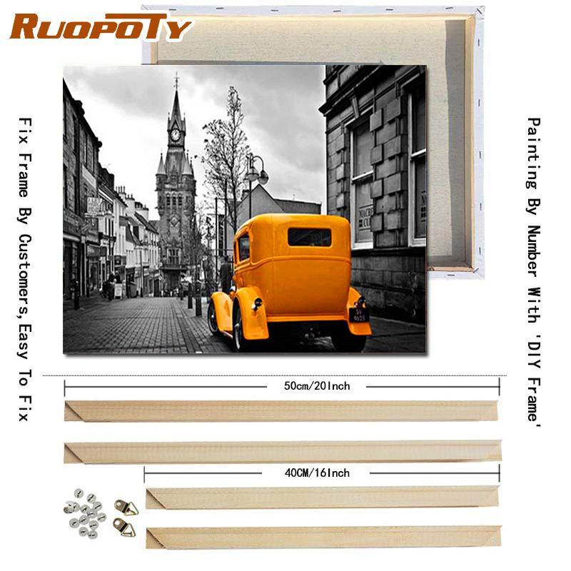 RUOPOTY DIY Digital Photo Frame Black and White Scenery Unique Gift Acrylic Oil Painting Digital Character Wall Art