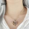 Rhinestone Flower Necklace Heart Pendant Mom Women Love Colorfast Alloy