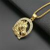 Hip Hop Iced Out Bling Horse Head Pendant Gold Color Stainless Steel Horseshoe Necklace for Men Jockey Club Jewelry Gift 2025