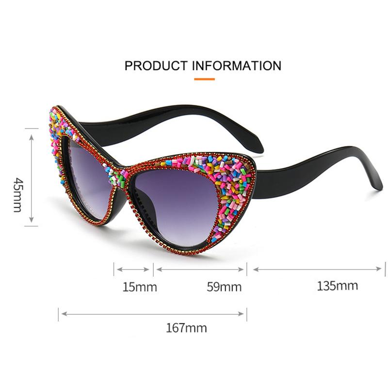 High-Quality Vintage Oversized Cat Eye Diamond Cake Sunglasses Women Female Luxury Designer Punk Sun Glasses Trendy Sexy Ladies Shades
