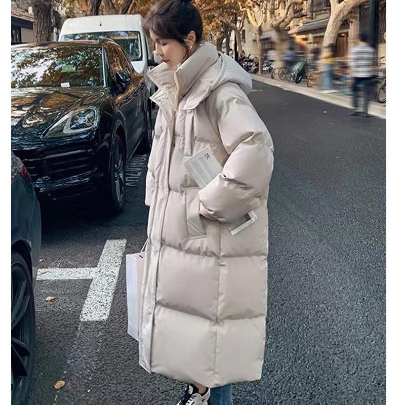 Women's 3XL Thickened Down Cotton Coat Winter Fashion Season Loose Long Knee-length Cotton Coat Jacket Hooded Bread Coat Windbreaker