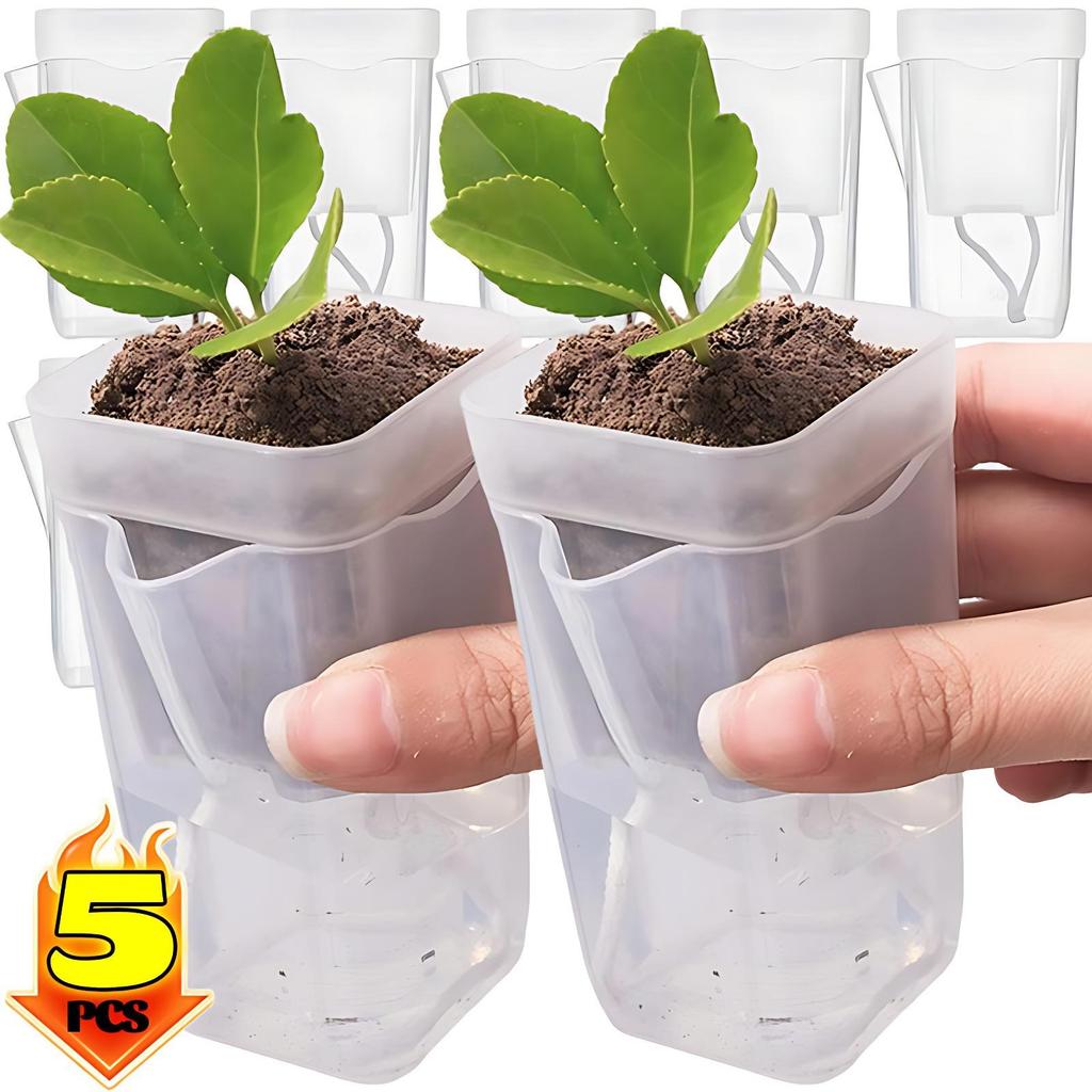 5/1PCS Self Watering Flower Pots Plastic Plant Pot with Drainage Holes Transparent Planting Flower Pot Home Garden Accessories
