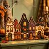 Autumn Theme Interior Ornaments Halloween Retro Haunted Village Wooden Tabletop Decor, Fall Farmhouse Witch Mantle Decorations House Ornament,