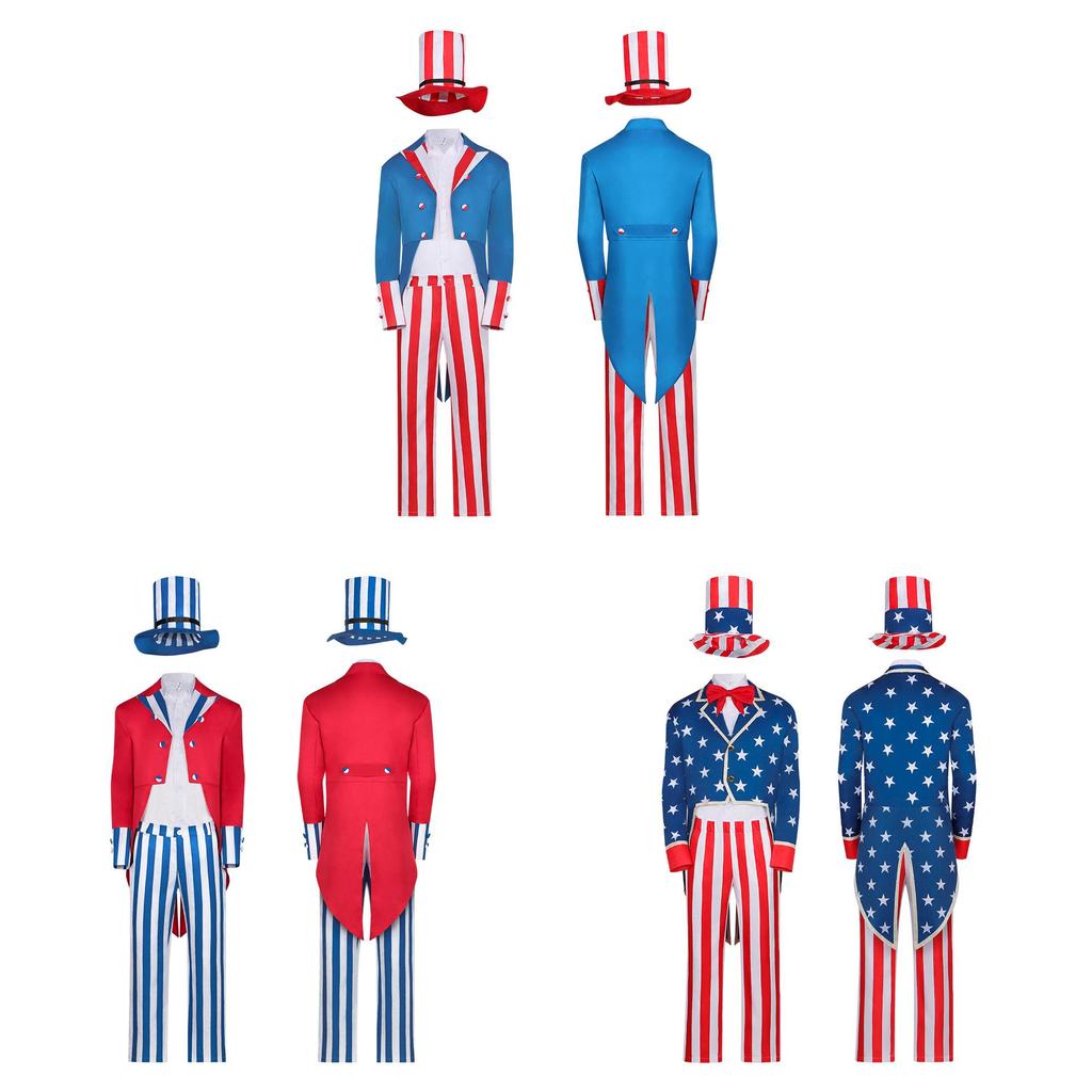 The Purge Anarchy Uncle Sam Costume Set With Star Print For Cosplay Events