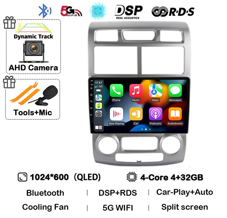 Android 14 Auto Carplay Car Radio For Kia Sportage 2 2004 2005 2006 2007 2008 2009 2010 Multimedia Player Stereo GPS WIFI+4G DSP