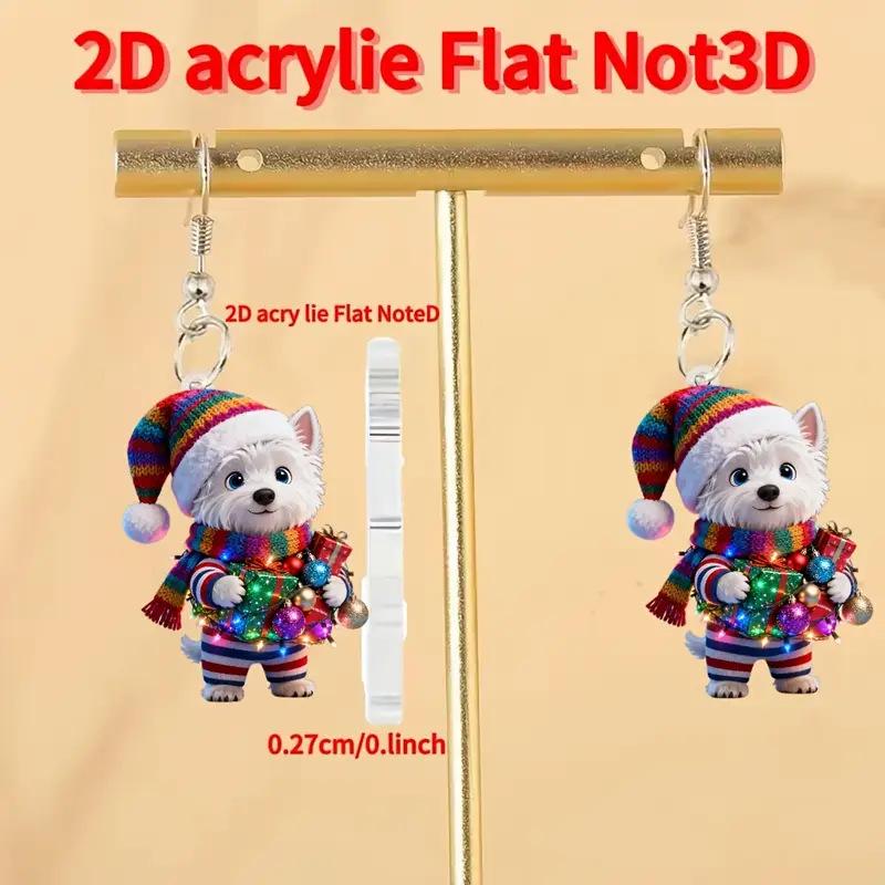 Adorable Puppy Acrylic Earrings - Cute Cartoon Dog Christmas Gift