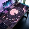 Lune Rose Papillon Ciel Étoilé Grand 90x40 XXL Tapis de Souris Caoutchouc Antidérapant Tapis de Bureau Esthétique pour Clavier Gaming Décor de Bureau