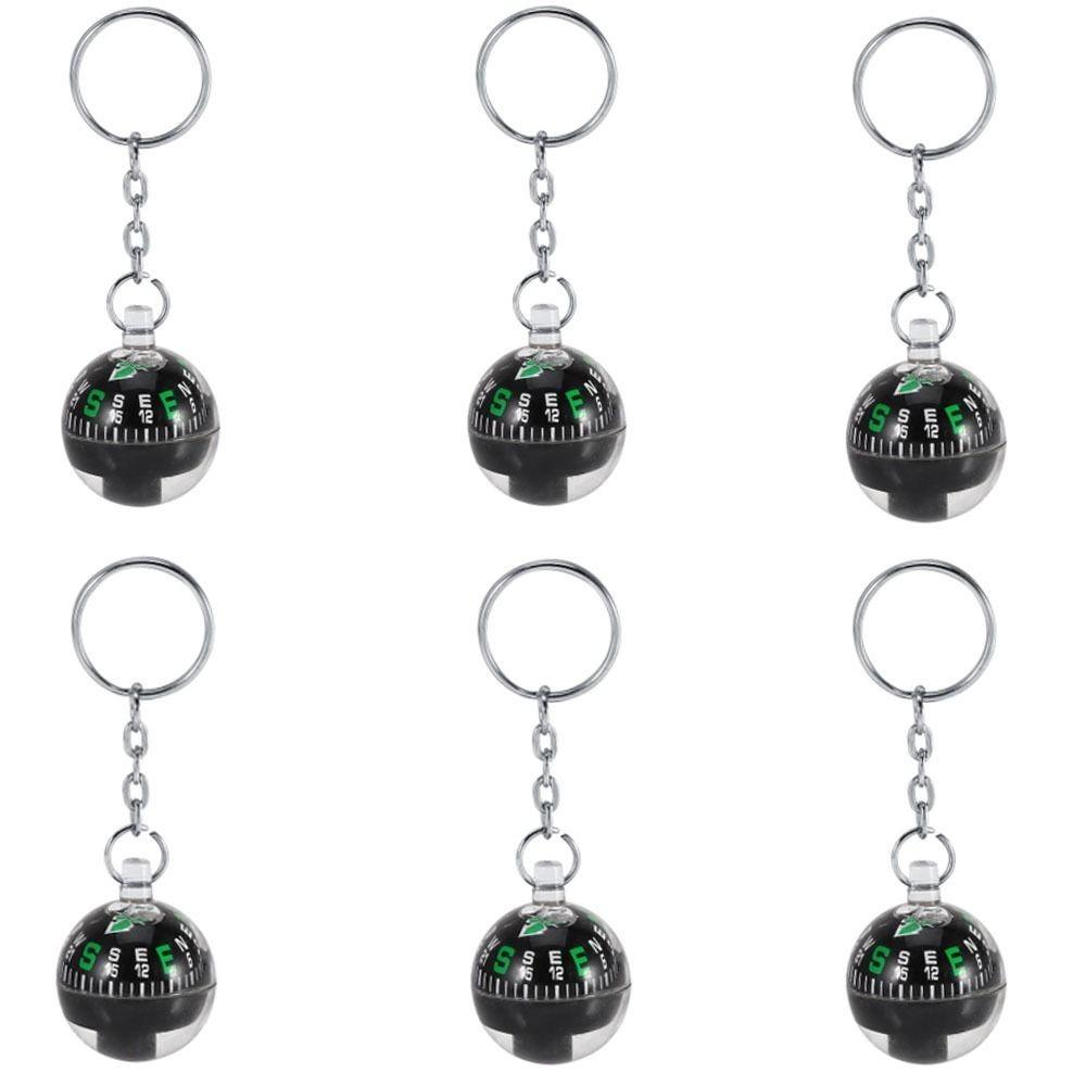 

6 Pcs 28mm Liquid Filled Compass Black Ball Compass Keychain Camping Equipment Compass