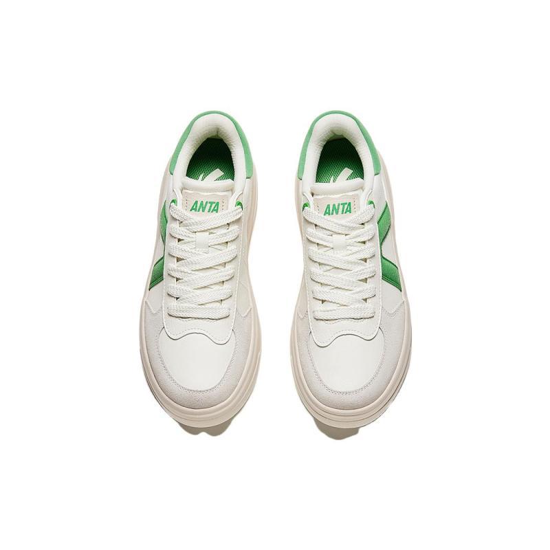 Anta Life Collection A Road Durable Breathable Low-Top Skateboard Shoes Women's White Green Sneakers 122348071-3