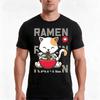 Cute Cate Eating RaUnisex Noodles Kawaii Kittie Eating Japanese Noodle TShirt Summer Casual Cotton Tee Vintage Graphic Print