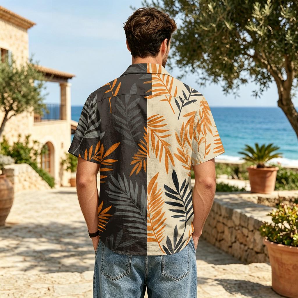 Men's Casual Short Sleeve Shirt Cotton Linen Blend Button Down Front Pocket Lightweight Breathable Summer Top