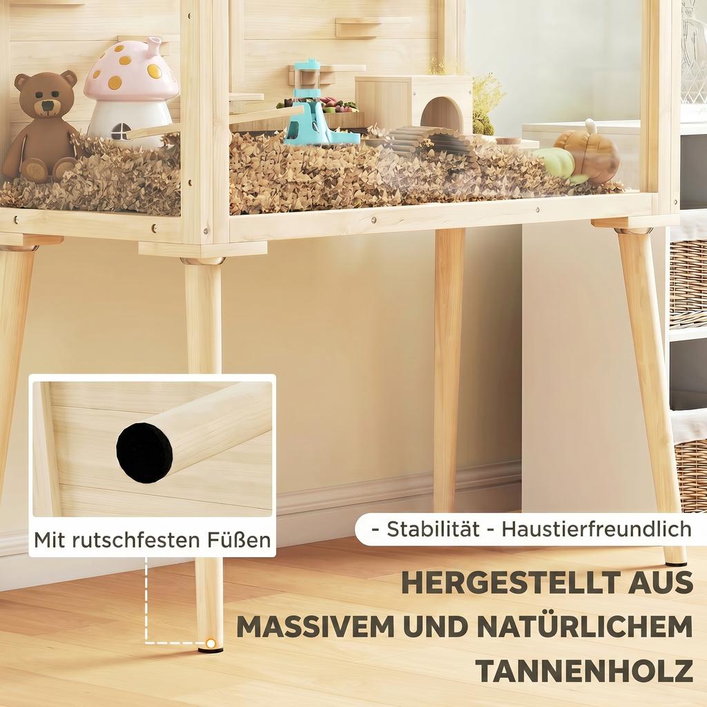 Hamster Cage, Dwarf Hamster Enclosure, Small Animal Hutch with Accessories, Water Bottle, 110 X 52 X 101 Cm, Wood, Plastic