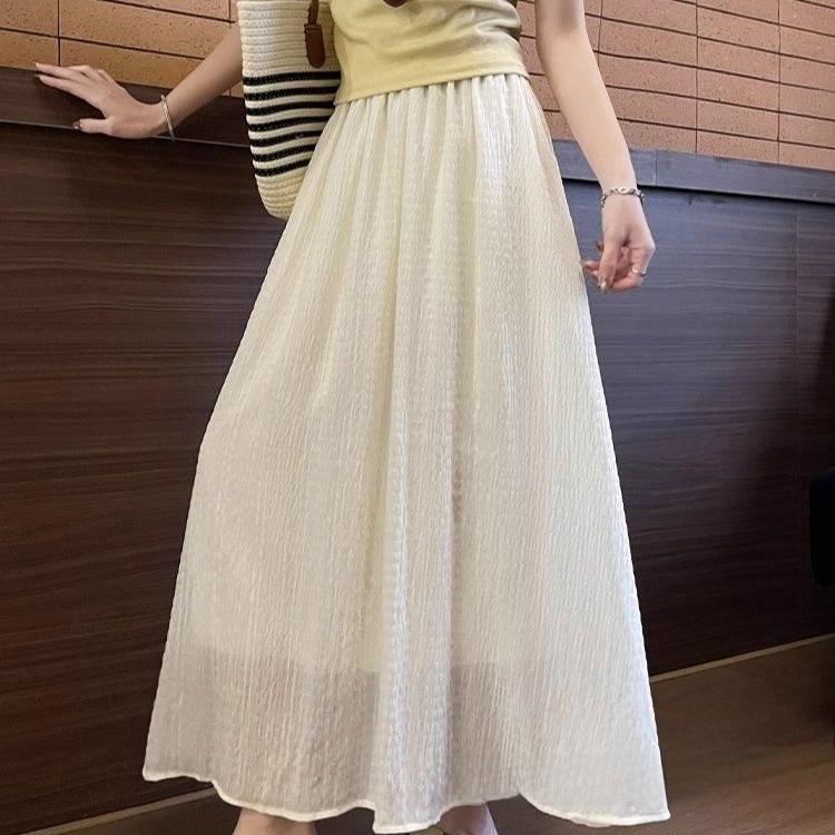 Women High Waist Chiffon Skirt With Cotton Blend Fabric For Casual Summer Wear