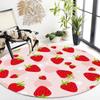 Round Strawberry Rug Kwaii Pink Circle Rugs for Bedroom Dorm Living Room Cute Area Rug Floor Mat Pad Doormat Carpet,