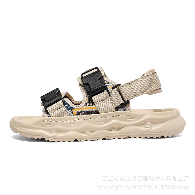 

Мужские летние спортивные и пляжные шлепанцы для отдыха, уличные модные нескользящие сандалии, дышащие модные универсальные шлепанцы 44 бежевый