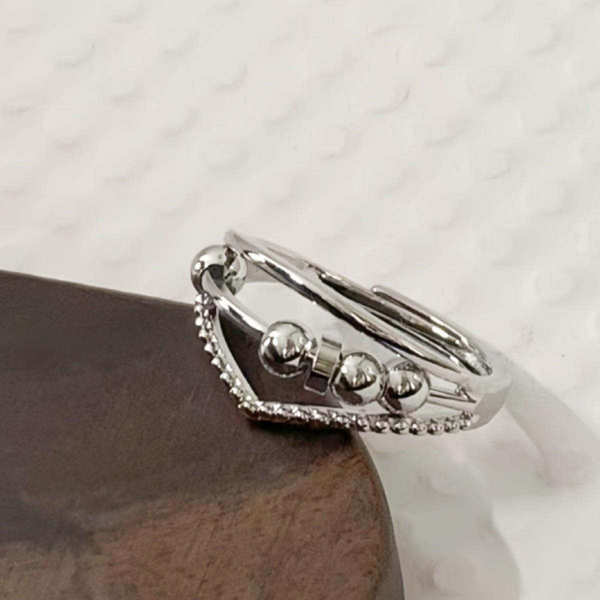Rotating Lucky Bead Ring - Women s European American Style Index Finger Ring