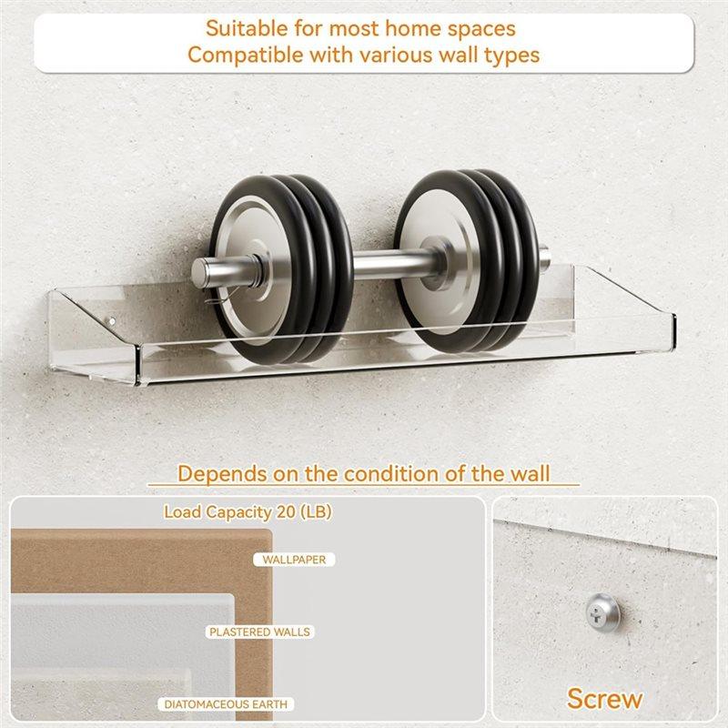 SHGO-Floating Shelves For Wall- Clear Acrylic 4-Pack With Adhesive For Bedroom,Vanity And Bathroom Storage Organizer