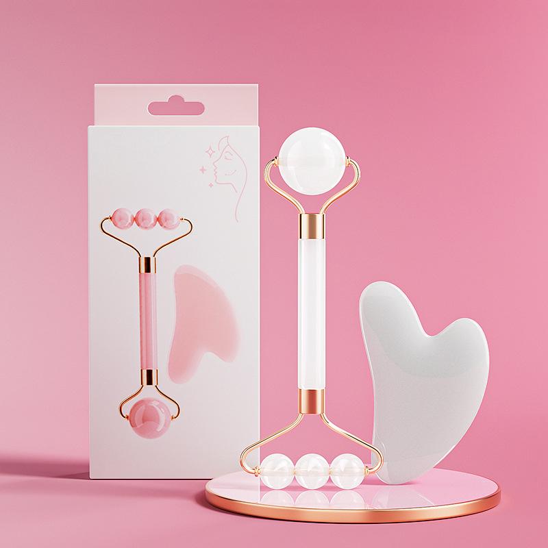 Double Head Facial Massage Roller Eyes Face Lifting Tighten Resin Guasha Board Roller Face Spa Massager Beauty Skincare Tools