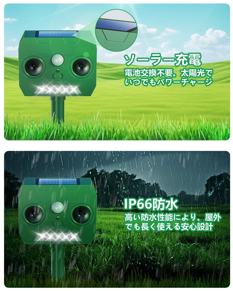 Powerful Pest Animal Cat Bird Dog Stray Cat Infrared PIR Dual Ultrasonic LED Solar 3000mAh Standby IP66 Waterproof and Wide 12m Cat Dual Use as Plug