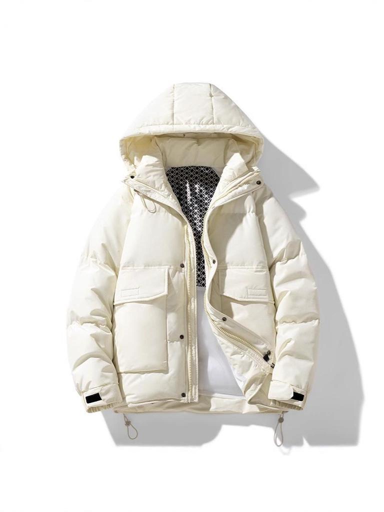 Men's 2025 Winter Down Jacket with Velvet, Hooded, Plus Size, Loose Fit for Teens and Students