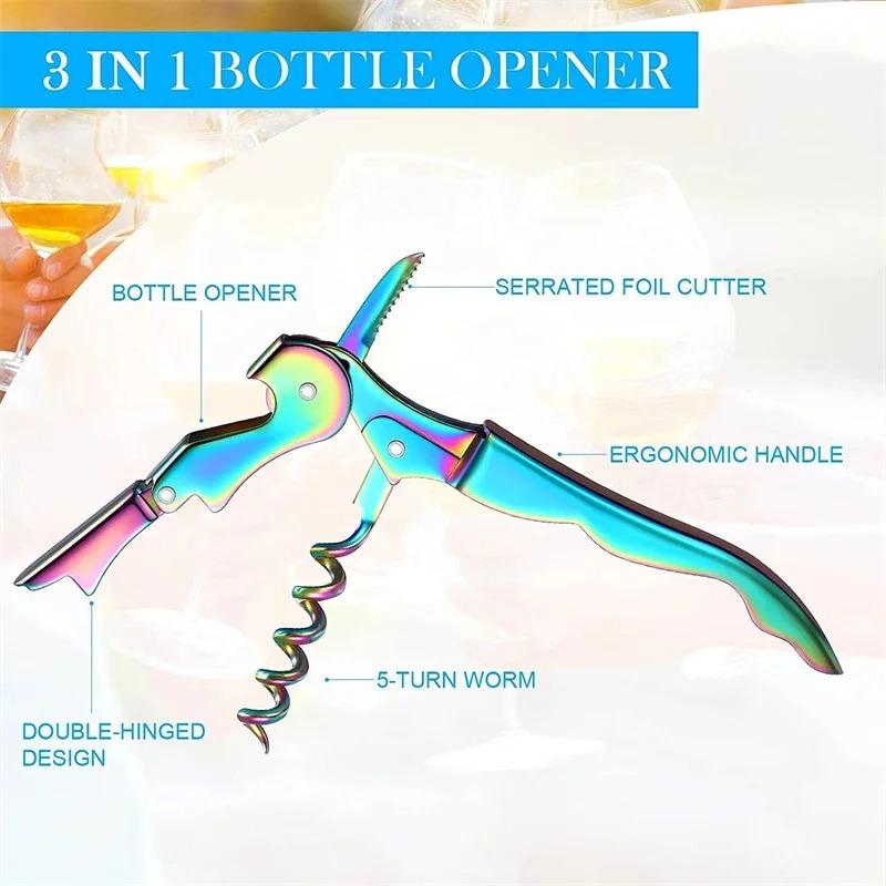 

Stainless Steel Wine Opener,Double Hinge Corkscrew Professional Waiter Beer Bottle Opener for Restaurant Waiters or Bartenders серебряный