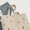 New Large Capacity Nylon Youth Shoulder Bags Cherry Embroidered Reusable Tote Bags Casual Lightweight Shopping Handbag for Women