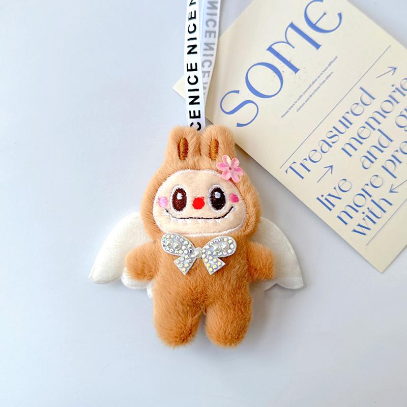 

Ангел Лабубу плюшева іграшка брелок мультфільм м яка фарширована лялька кулон автомобіль брелок рюкзак сумка декор дитина подарунок коричневий