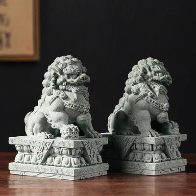 2 stück Lion Statuen Fisch Tank Dekoration Handwerk Präsentieren Desktop Ornament für Schrank