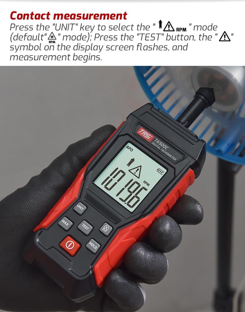 Hosioe Digital Tachometer Touch Mini RPM Tester Meter LCD Display Handheld Digital Phototachometer Motor Wheel Lathe for Car Manufacturing