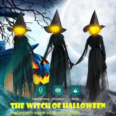 Halloween Voice Control Induction Luminous 1 People Holding Hands Witch Hen Party Backdrops Halloween Birthday Party Decoration