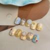 Embossed Cartoon Button Nail Stickers Cute Cartoon Bear Style Nail Stickers