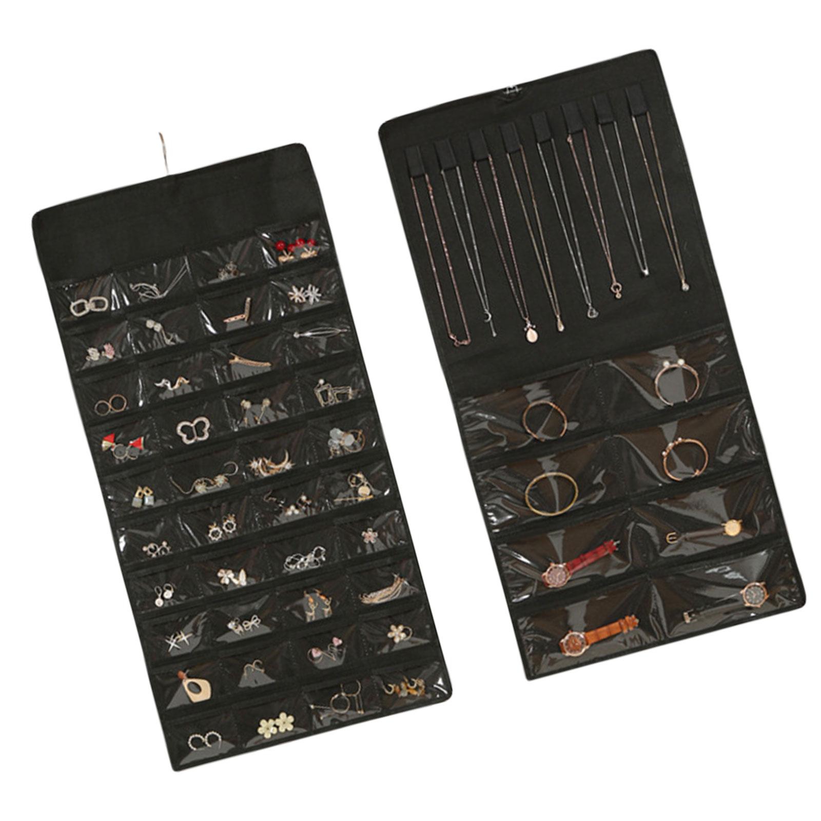 

Элегантные органайзеры для хранения ювелирных изделий в шкафу с 48 карманами, пылезащитный дизайн, держатель для сережек и ожерелий