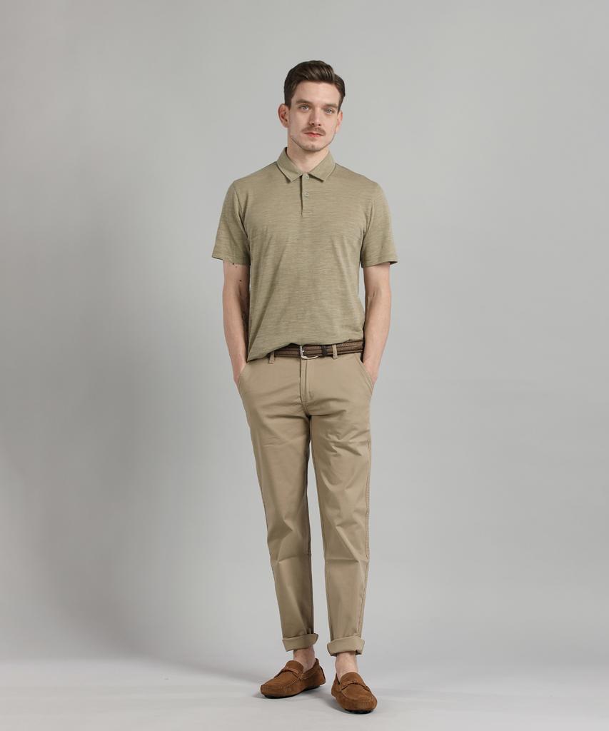 PANICALE Beige Regular Slim Fit Cotton Pants