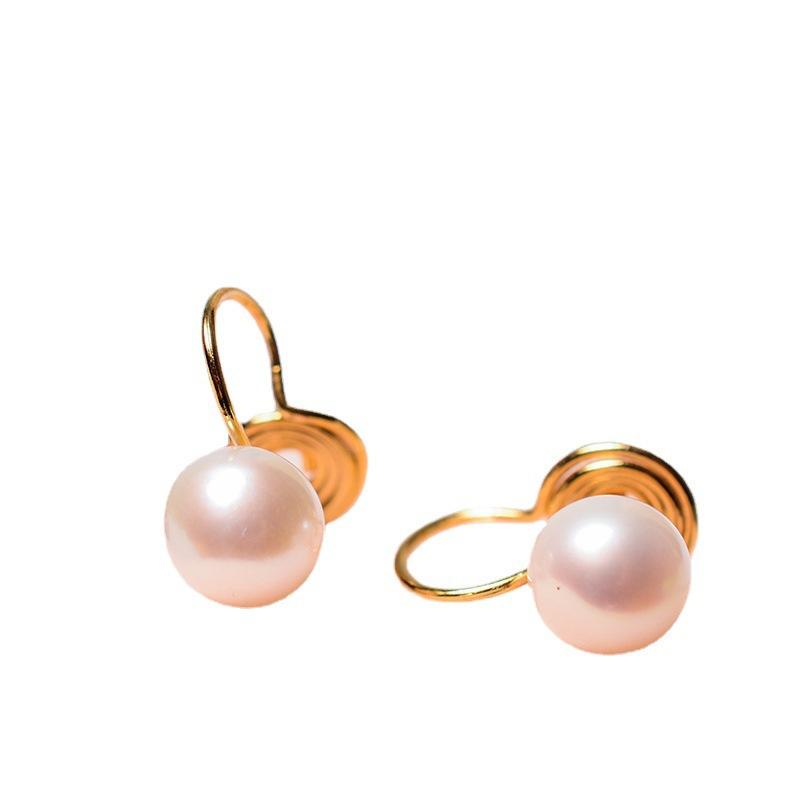 Versatile Non-piercing-free Ear Clips with Mosquito Coil Tray Design, 11k Gold Accent Fashion Large Natural Freshwater Pearl Earrings for Women