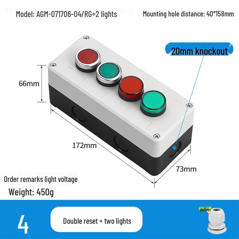 KEOLEA Waterproof Emergency Stop & Start Button, Industrial Self-Reset Push Control Box