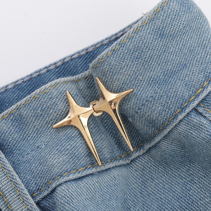 1 Pair Cross Star Waist Buckle Buckle Detachable No Nail No Stitch Waist Button Waist Circumference Change Waist Artifact