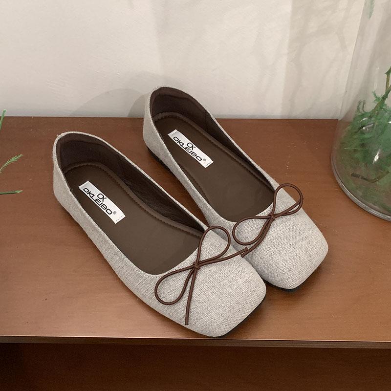 

Мода 2025 Новая Мода Женские Балетки с Бантом-Бабочкой Мягкая Женская Обувь с Мелким Вырезом Квадратный Носок Женские Балетки 35 серый