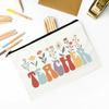 Teacher Flower Print Pencil Case Travel Makeup Bag School Stationery Supplies Storage Bags Wash Pouch Cosmetic Bags Teacher Gift