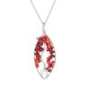 Hand-Wrapped Silver Natural Gravel Tree Of Life Necklace, Curved Crystal Lucky Tree Leaf Necklace N04