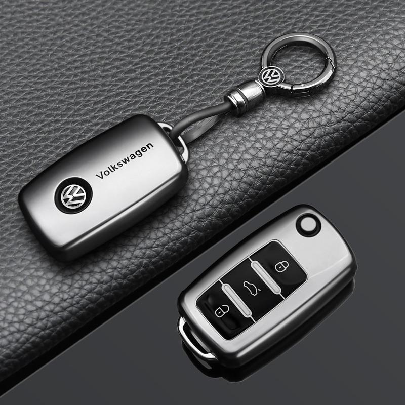 For VW Car Key Case Cover Fob Shell Keyring For VW Volkswagen Golf 7 MK7 Tiguan MK2 T-roc T-cross Auto Keyring Protector Acces