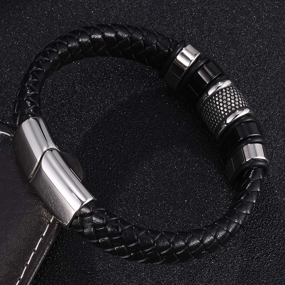 High Quality Leather Metal Luxury Men's Leather Bracelet Accessories For New Year's Gift