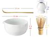 Tea ceremony set including a spouted matcha a tea whisk a tea whisk and a tea bowl, (100 prisms), stand, scoop.