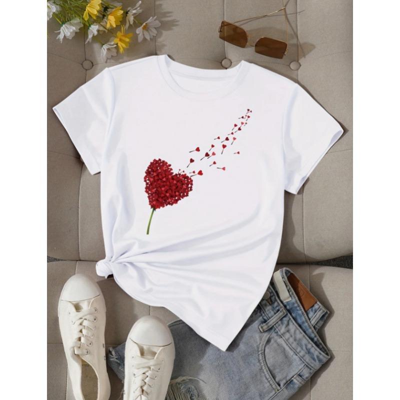 Summer Letter Love Printed Casual Short Sleeved Women's T-shirts