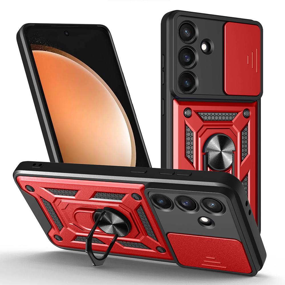 Hülle für Samsung Galaxy S25 FE Edge S25 Ultra S24 S23 S22 S21 Plus Hülle Schiebekamera Ringständer Halter Stoßfeste Abdeckung Capa